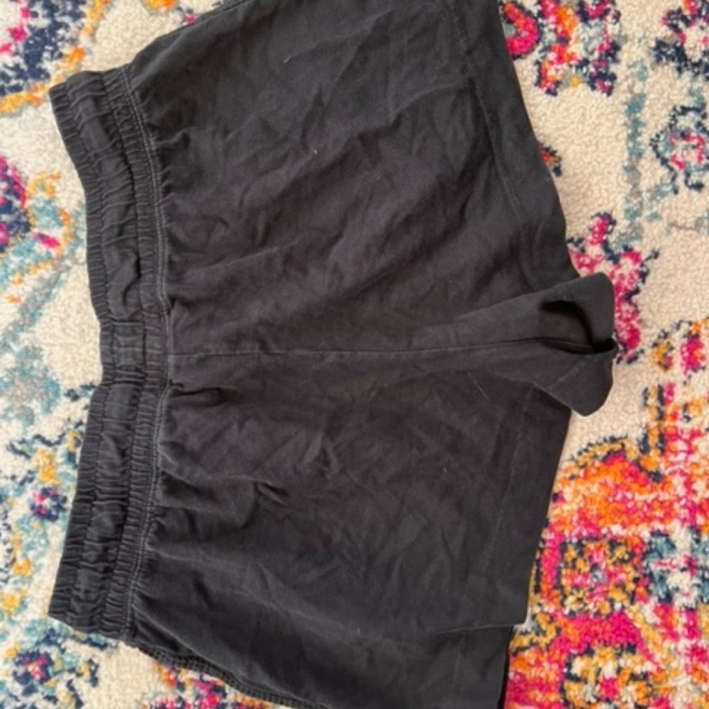 Black cotton athletic shorts